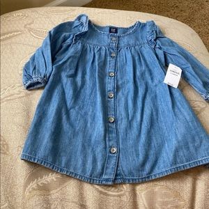 Baby girl denim shirt dress with front buttons
